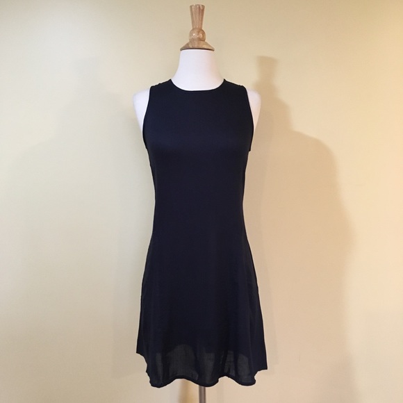 Chic Tie Back A Line Sleeveless Dress w Pockets Midnight - Picture 2 of 5